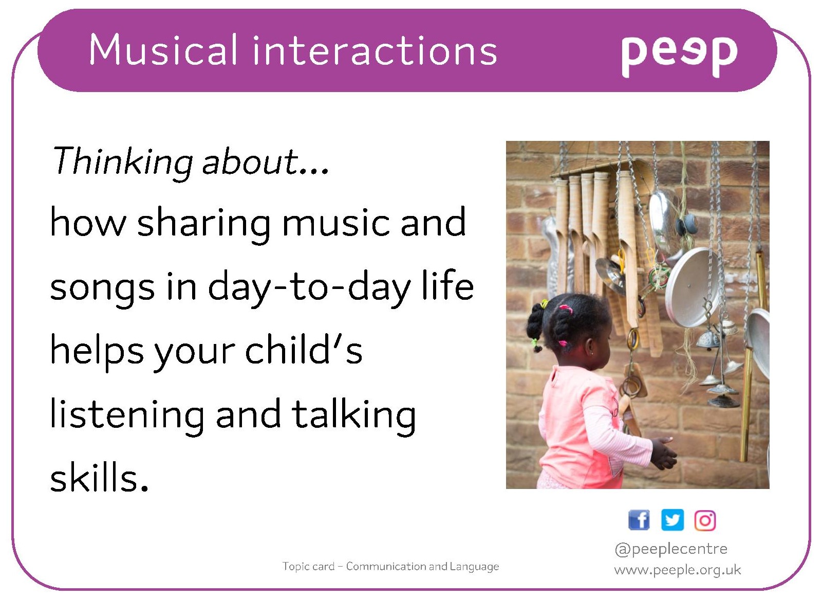 CL Topic Card - Musical Interactions CL Topic Card - Musical Interactions