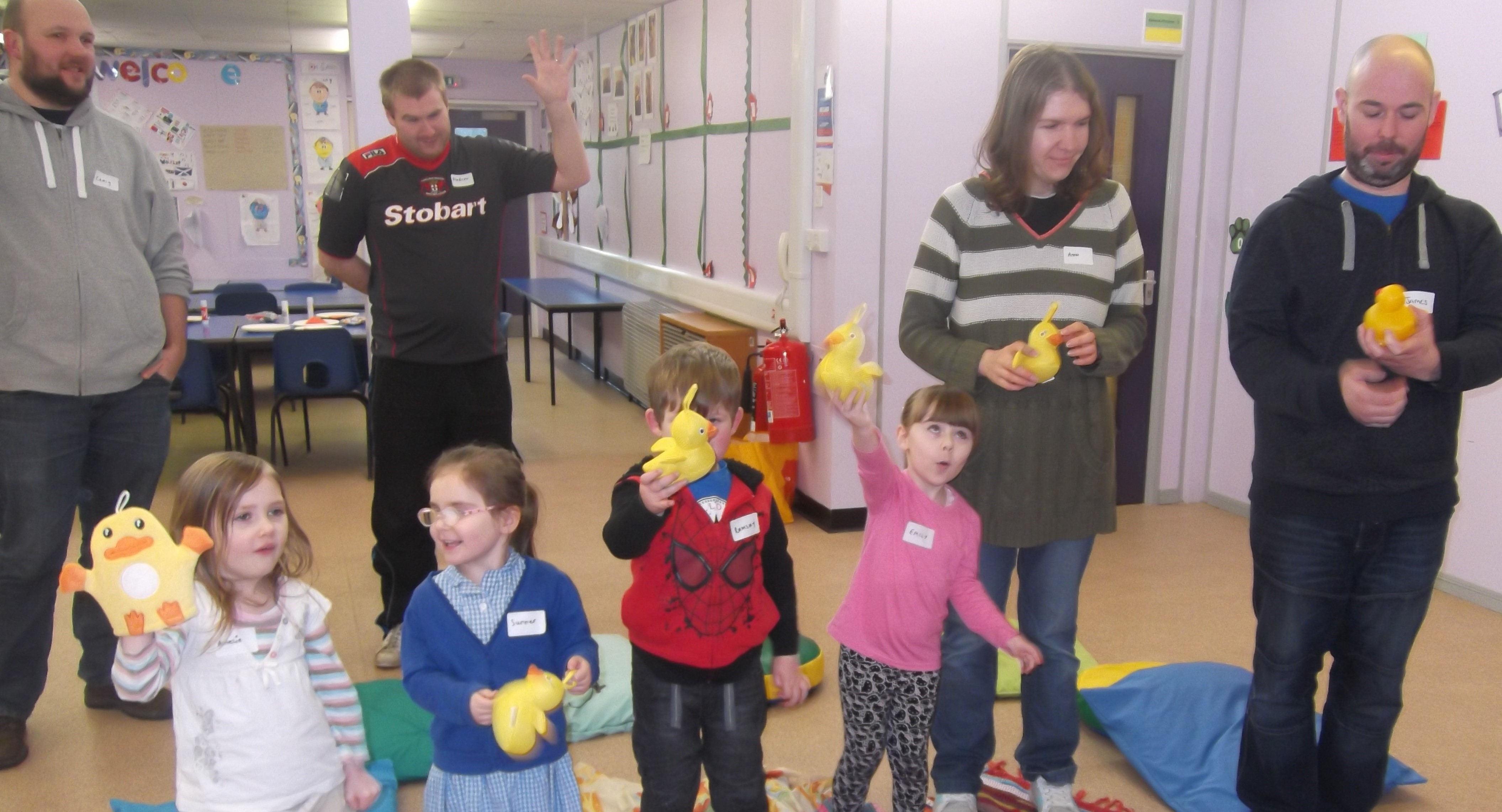 Singing '5 little ducks' in Transition Peep group