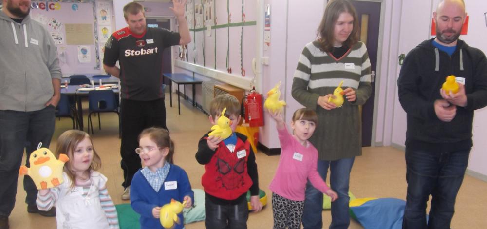 Singing '5 little ducks' in Transition Peep group